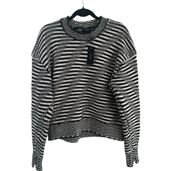 Rag & Bone Willow Striped Wool  Mockneck Sweater Size Medium - Picture 1 of 11